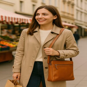 Riñonera de piel italiana tipo bandolera: un bolso de hombro compacto para tus objetos esenciales diarios y para tu seguridad.