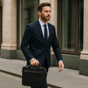 Maletín de piel de primera calidad: estilo minimalista, bolso de plena flor con interior tipo cartera para el trabajo y los viajes.