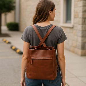 Convertible Leather Backpack: Italian Full-Grain Shoulder Bag
