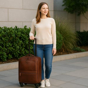 Premium volnerf lederen trolleykoffer - elegante reistrolley voor zaken en luxe reizen, weekendtas en weekendje weg