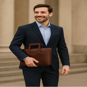 Luxury Full-Grain Leather Portfolio – Business Document Folder Organizer with Shoulder Strap