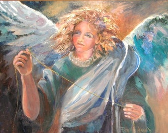 Angel With the Golden Strand, print on somerset velvet