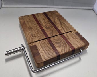 Oak and Red Wood Cheese Board | Wire Slicer | Handmade