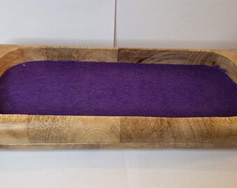 Long Oak Jewellery Tray | Purple Felt Lining | Handmade