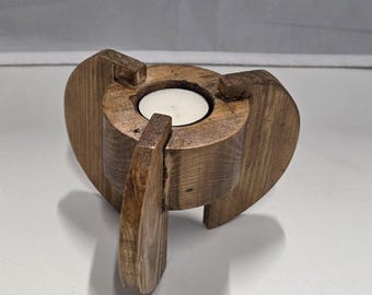 Three-Leg Tea Light Holder | Dark Walnut Tone | Handmade