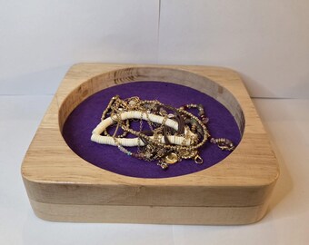 Square Jewellery Tray | Purple Felt | Handmade Hardwood