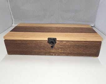 Striped Pine Jewellery Box | Watch Box with Latch | Handmade