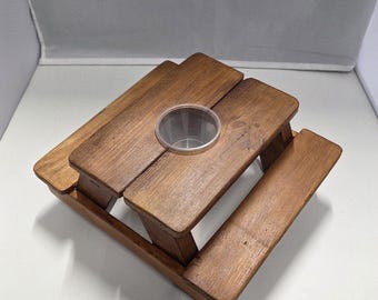 Mini Picnic Table Feeder | Handmade Recycled Pine | Light Oak | Squirrel Bird