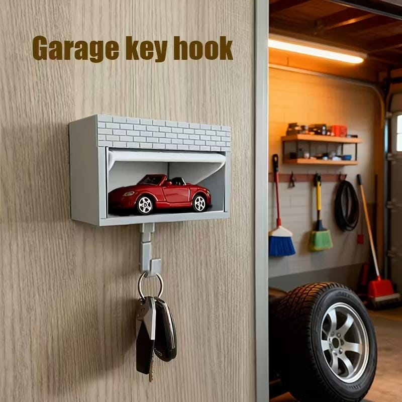 3D Printed Garage Keychain Holder STL File: Home Decor (digital