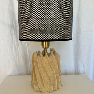 Organic Ceramic Table Lamp - Sculpturral Handmade Base with Woven Shade
