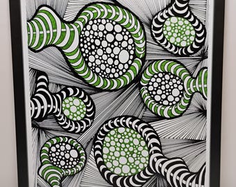 Abstract Geometric Line Art Print: Modern Psychedelic Wall Decor