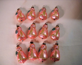 Lot of 12 Inge-Glas Pink Baby Doll w/Tree Glass Ornament W. Germany NOS Unboxed