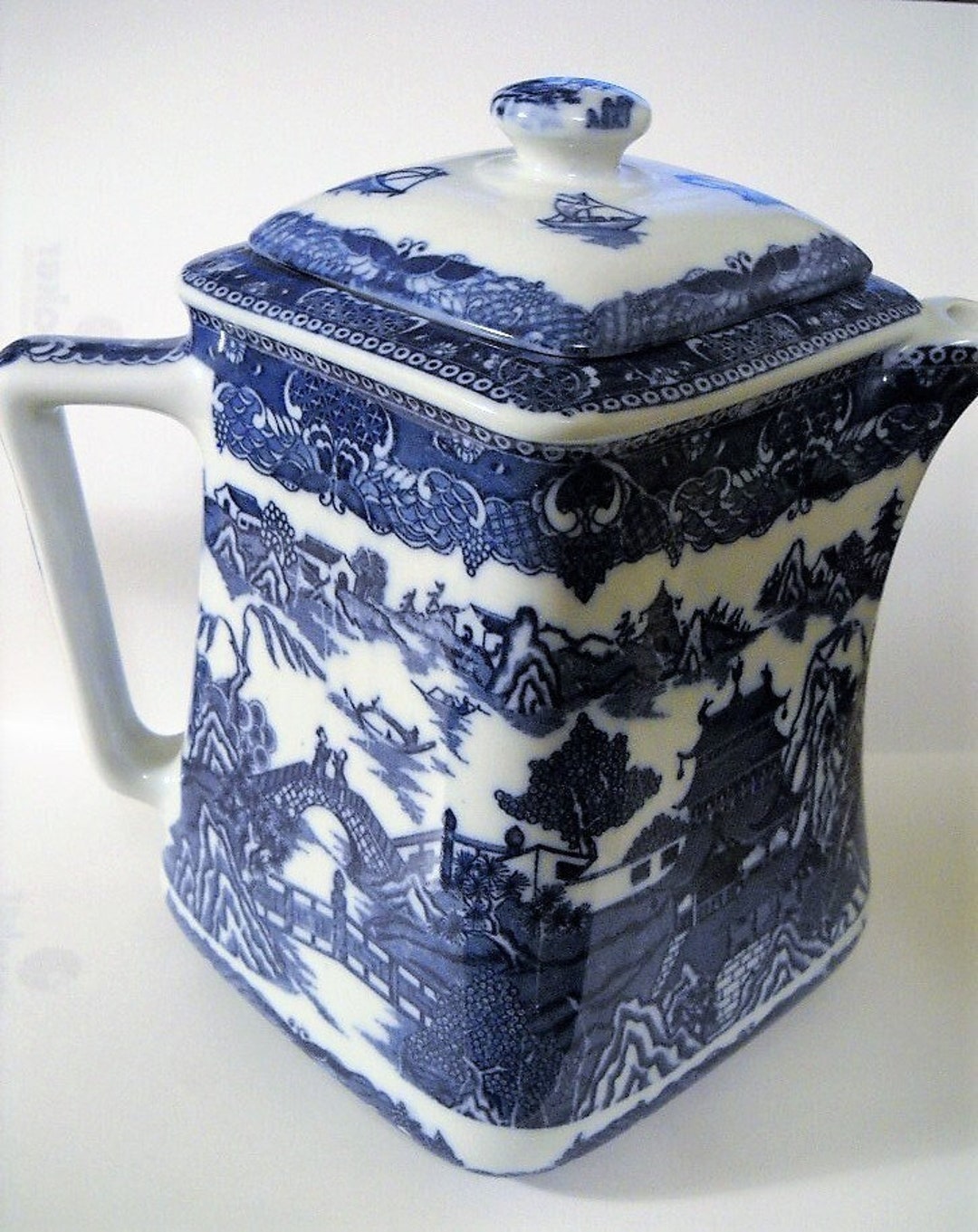 Vintage Ringtons Limited Tea Merchants Teapot Blue Willow Etsy