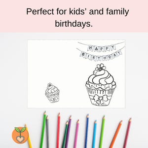 6 Printable Birthday Cards | Black & White Birthday Cards| Instant Download Colour-Your-Own Birthday Cards