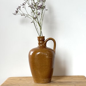 Antique Enamelled Stoneware Pitcher, Ets J&J Desjonquières 1900, stoneware carafe, water jug, wine jug, wine pitcher, vintage pitcher / country decor