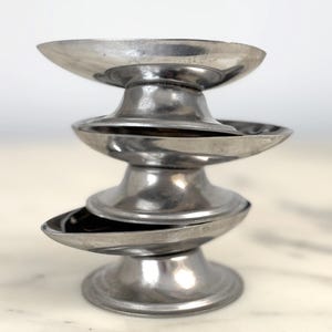 Set of 6 stainless steel bowls, silver metal dessert bowls, retro tableware for desserts and appetizers, Letang Remy stainless steel, metal gift