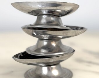 Set of 6 stainless steel bowls, silver metal dessert bowls, retro tableware for desserts and appetizers, Letang Remy stainless steel, metal gift