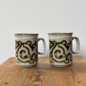 Set of 2 vintage Ducan Ceramics glazed stoneware cups made in Scotland, wabisabi style, Scandinavian Japandi, tableware, chic country