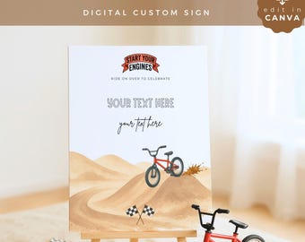 Dirt Bike fast and five Birthday Signs, Custom Printable Decor for Kids, VEH01