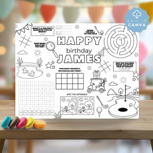 Golf Birthday Coloring Page, Printable Activity Sheet, Fun Golfing Party Game, Digital Download for Kids, Editable template, Fun , SPP30