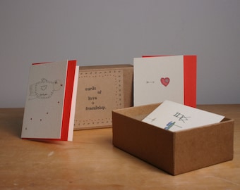 box of 12 tiny cards of love and friendship