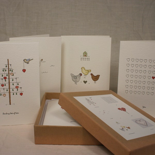 a box of 6 cards of love and friendship. (valentines)