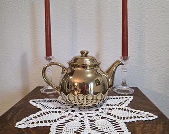 Vintage gouden theepot gemaakt in Japan vakantie-ovengerei halverwege de eeuw koffiepot Cottage decor theekransje serveren