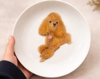 Plato personalizado para mascotas pintado a mano – Plato con retrato personalizado de tu mascota – Recuerdo de cerámica – Regalo de Navidad para amantes de las mascotas – Plato personalizado para perros y gatos