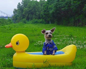 Cute Duck Inflatable Swim Ring for Small Dogs- Perfect for Family Outings and Outdoor Fun - Perfect Gift for Water Sports