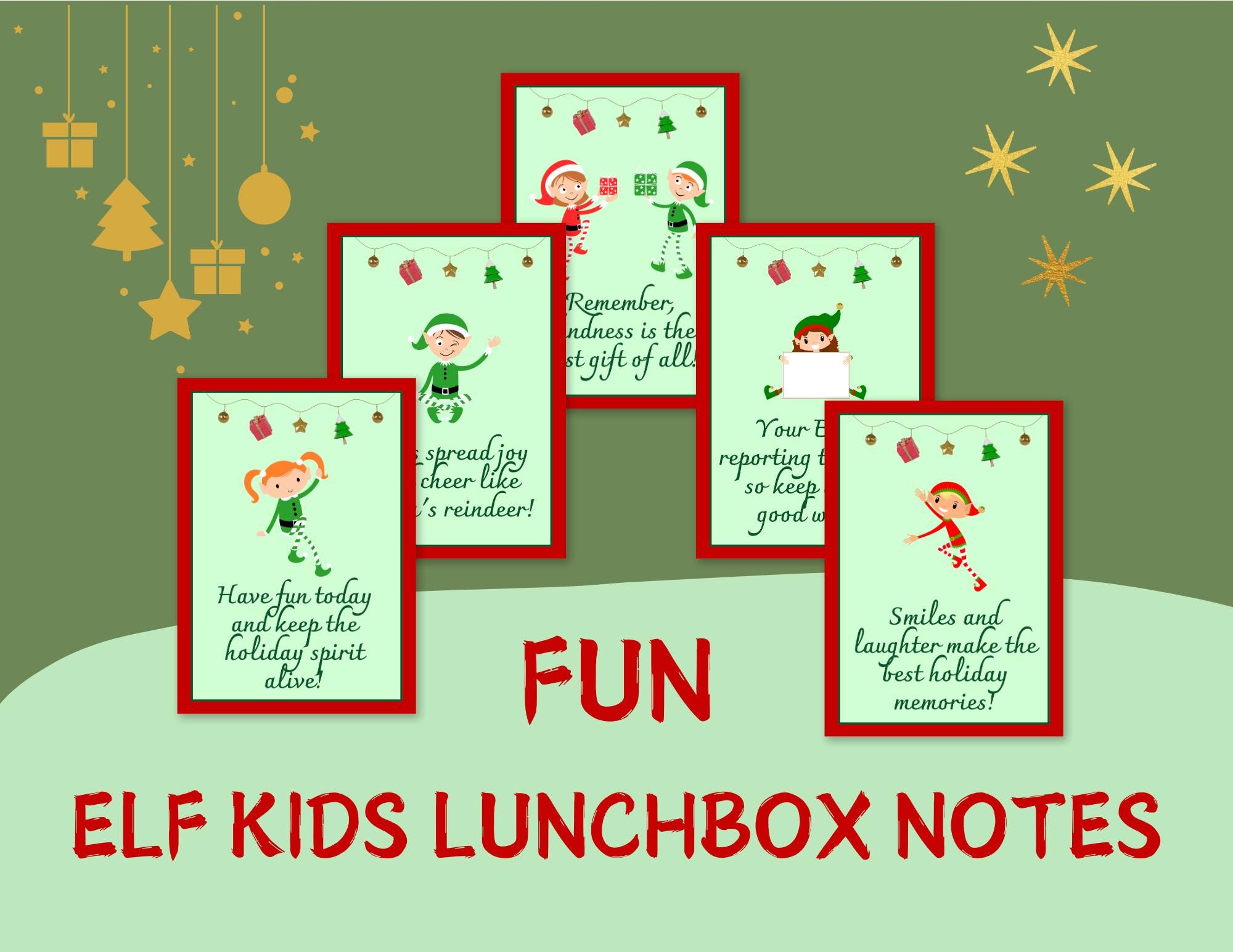 Printable Christmas Elf Lunchbox Notes for Kids | Fun Notes From Elf ...