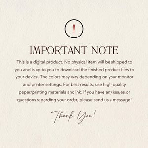Puede incluir: Nota importante: Este es un producto digital. No se enviar&aacute; ning&uacute;n art&iacute;culo f&iacute;sico. Descarga los archivos del producto terminado en tu dispositivo. Los colores pueden variar seg&uacute;n tu monitor y la configuraci&oacute;n de tu impresora. Para obtener los mejores resultados, utiliza papel y tinta de alta calidad. Ponte en contacto con nosotros si tienes alg&uacute;n problema o pregunta. &iexcl;Gracias!