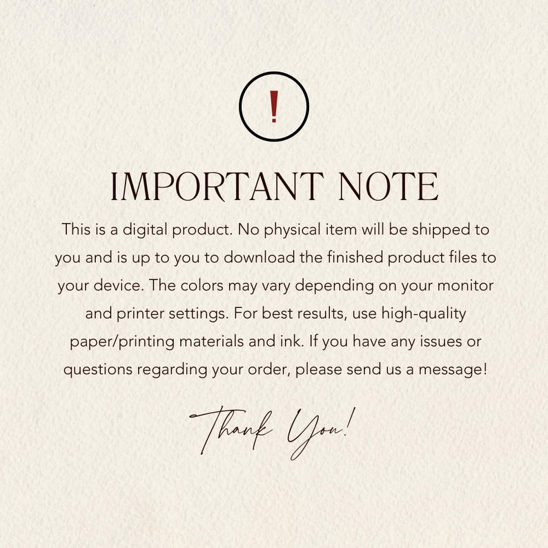 Puede incluir: Nota importante: Este es un producto digital. No se enviar&aacute; ning&uacute;n art&iacute;culo f&iacute;sico. Descarga los archivos del producto terminado en tu dispositivo. Los colores pueden variar seg&uacute;n tu monitor y la configuraci&oacute;n de tu impresora. Para obtener los mejores resultados, utiliza papel y tinta de alta calidad. Ponte en contacto con nosotros si tienes alg&uacute;n problema o pregunta. &iexcl;Gracias!