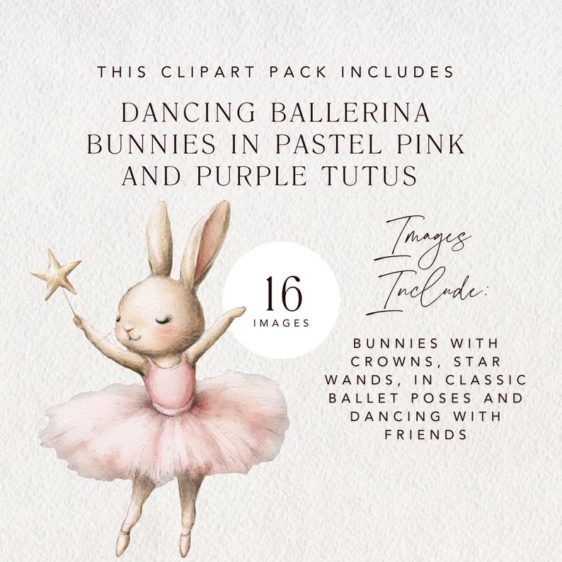 Watercolor Bunny Ballerina Clipart, Bunnies Dance in Pink Tutu + Ballet ...