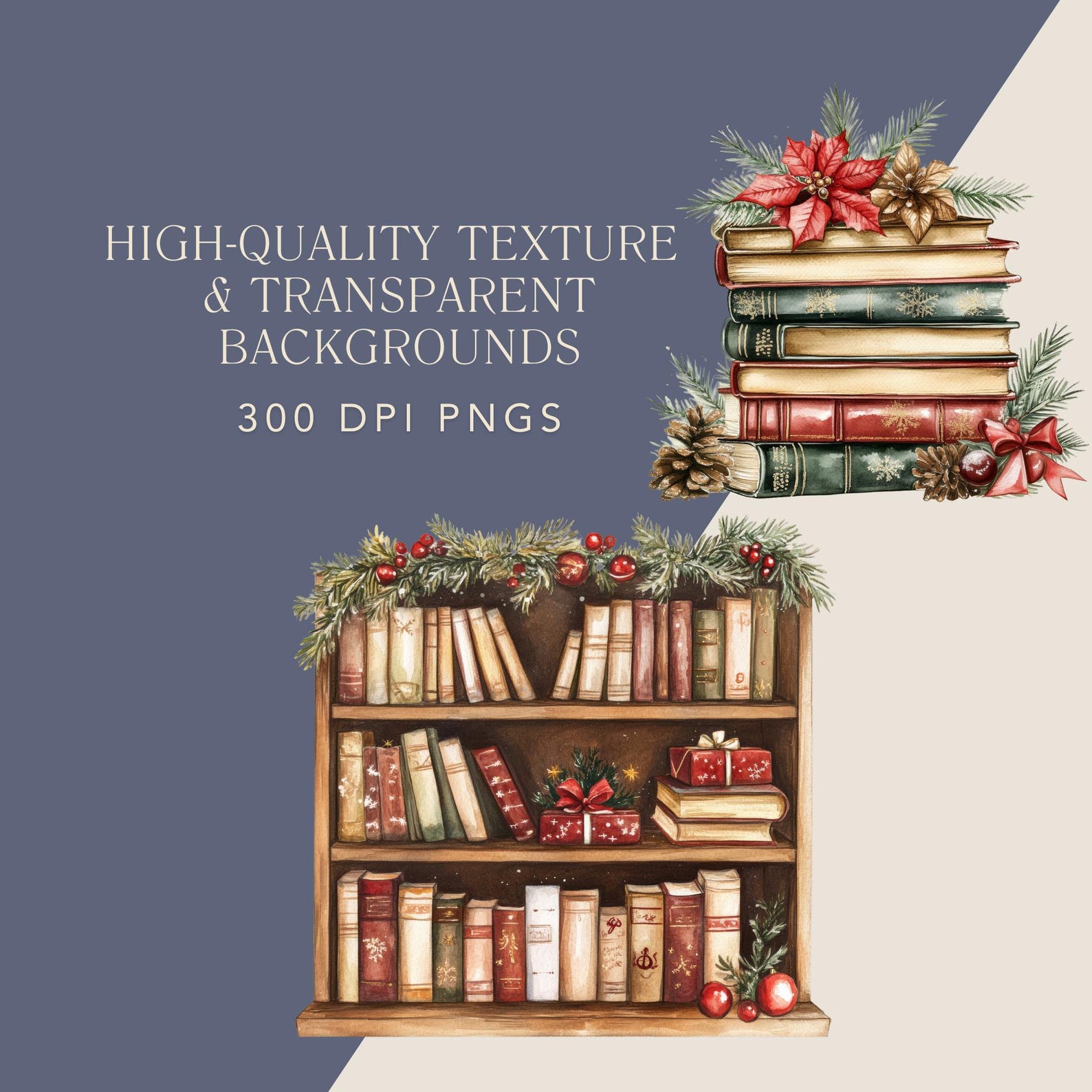 Christmas Book Stack Clipart, Transparent Png Festive Clipart of ...