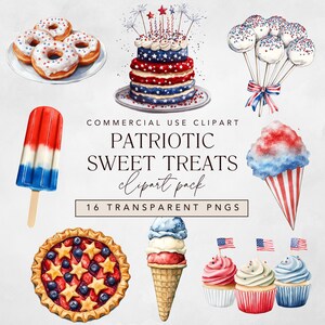 4th of July Clipart: Patriotic Ice Cream & Popsicles (Digital Download PNG Files)