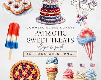 4th of July Clipart: Patriotic Ice Cream & Popsicles (Digital Download PNG Files)