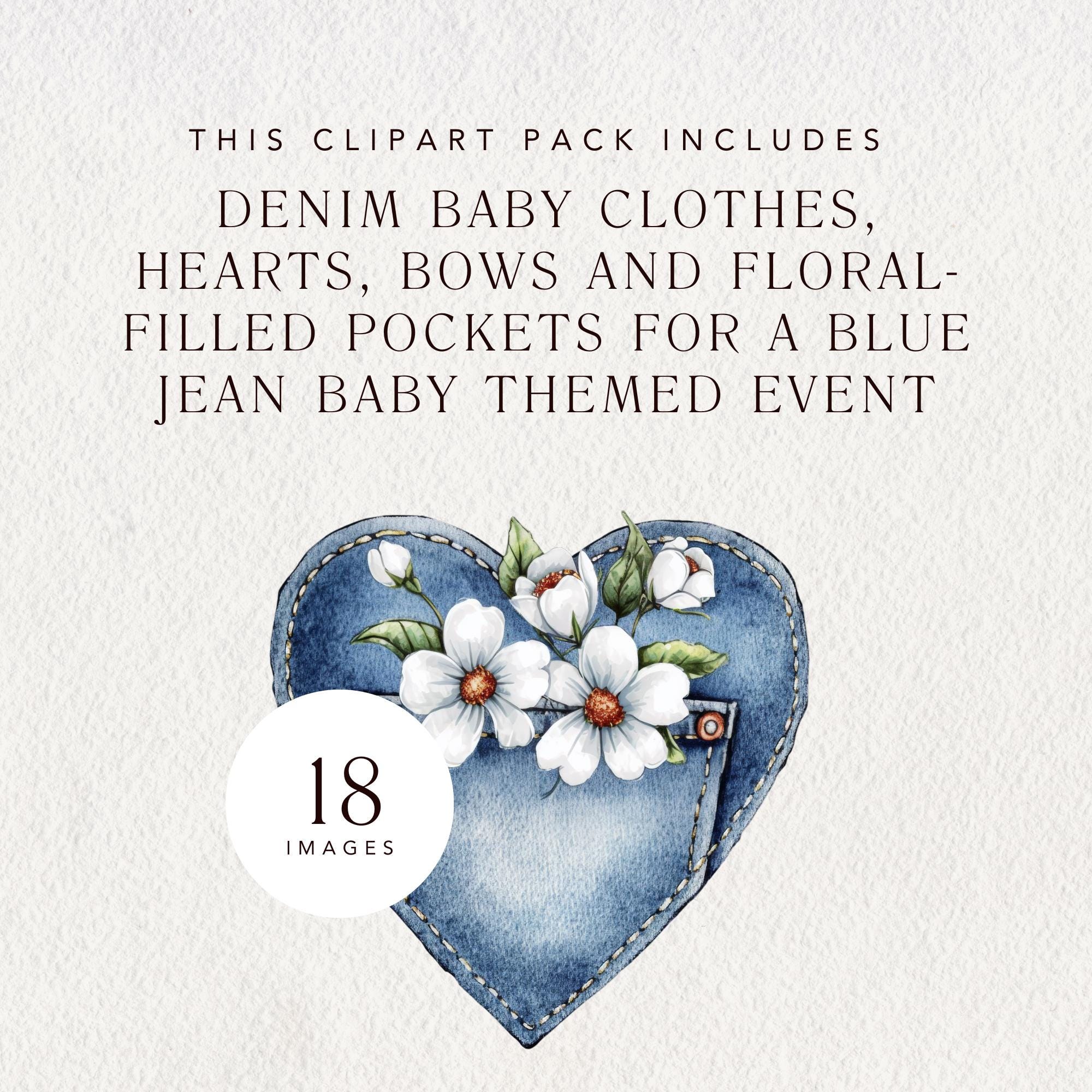 Blue Jean Baby Watercolor Clipart With Denim Jacket and Jeans ...