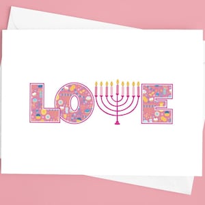 Cartes de voeux de Hanoucca, fête juive, design unique, ensemble de papeterie des fêtes, rose, lot de 1/10/30/50 pièces, version rose