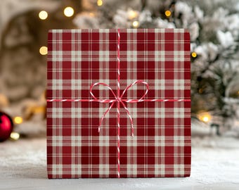 Red Gingham Wrapping Paper Roll, Tartan Gift Wrap