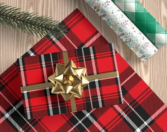 Vintage Red Buffalo Plaid Wrapping Paper Roll