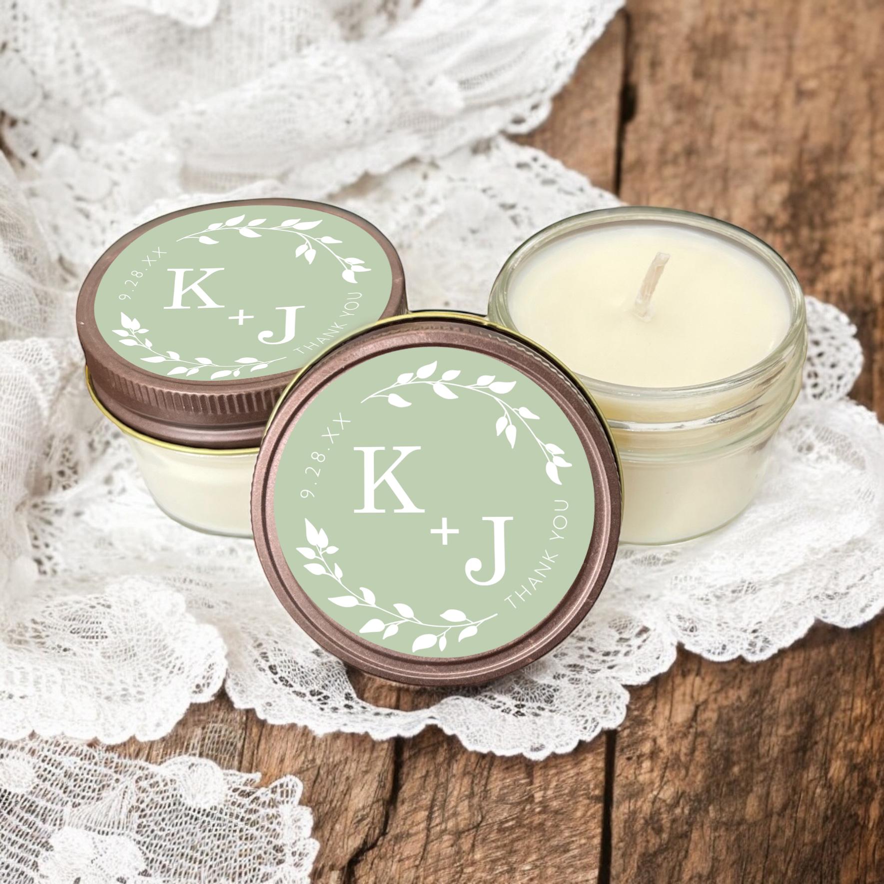 Modern Bridal Shower Favor Candles, Personalized 4 Oz. Wedding Candle ...