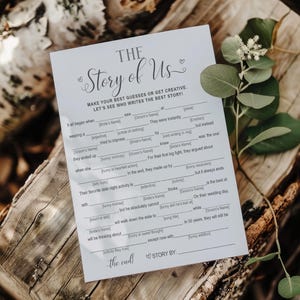 Fun Bridal Shower Games, Minimalist Wedding Games, Our Love Story Mad Libs, Instant Download