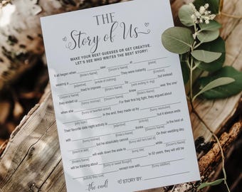 Fun Bridal Shower Games, Minimalist Wedding Games, Our Love Story Mad Libs, Instant Download