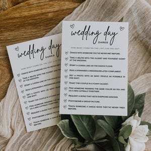 Wedding Dares Spielkarten - 5x7 "bearbeitbare Vorlage - Spaß am Hochzeitstag."