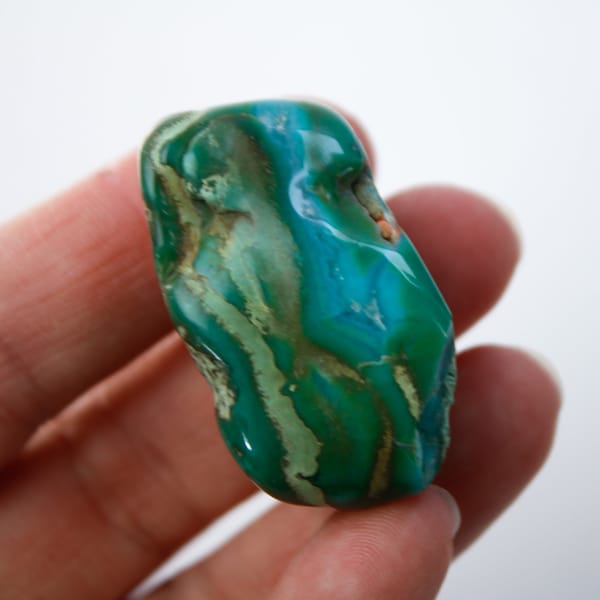 Gem Silica Chrysocolla Tumbled Nugget from Arizona