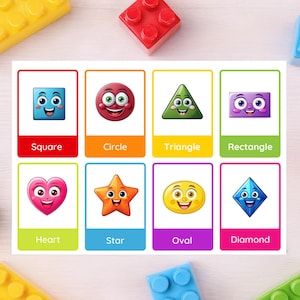Shapes Flashcards for Kids Learn Geometric Shapes Preschool Educational Flashcards Toddler Learning Cards Homeschool Printable Set