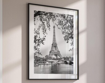 Impressão vintage da Torre Eiffel: Fotografia em preto e branco de Paris, Impressão de Paris, Presente para viajantes
