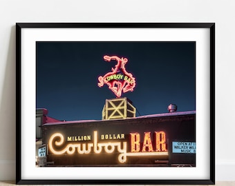 Jackson Hole Cowboy Bar Print: Wyoming Western Art, Rustic Night Photography
