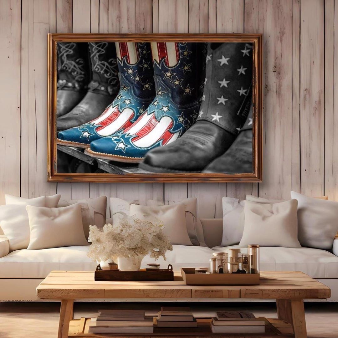 Cowboy Print, Western Wall Art, American Cowboy Boots Art Print ...
