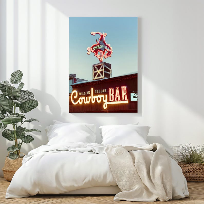 Vintage Million Dollar Cowboy Bar Print: Jackson Hole Wyoming Västra väggkonst, present till honom Unframed Print